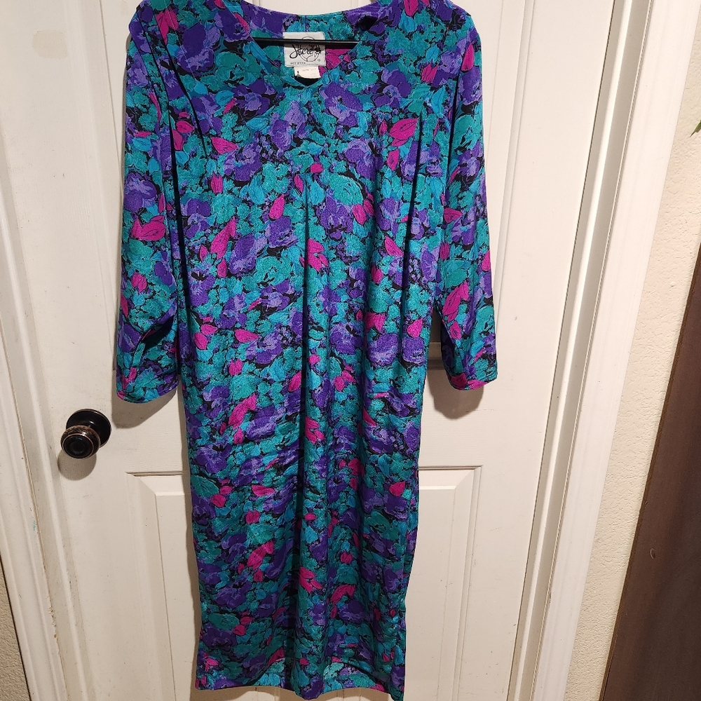 Vintage Y2K Floral Shift Dress Made in USA cottagecore grunge Size 14